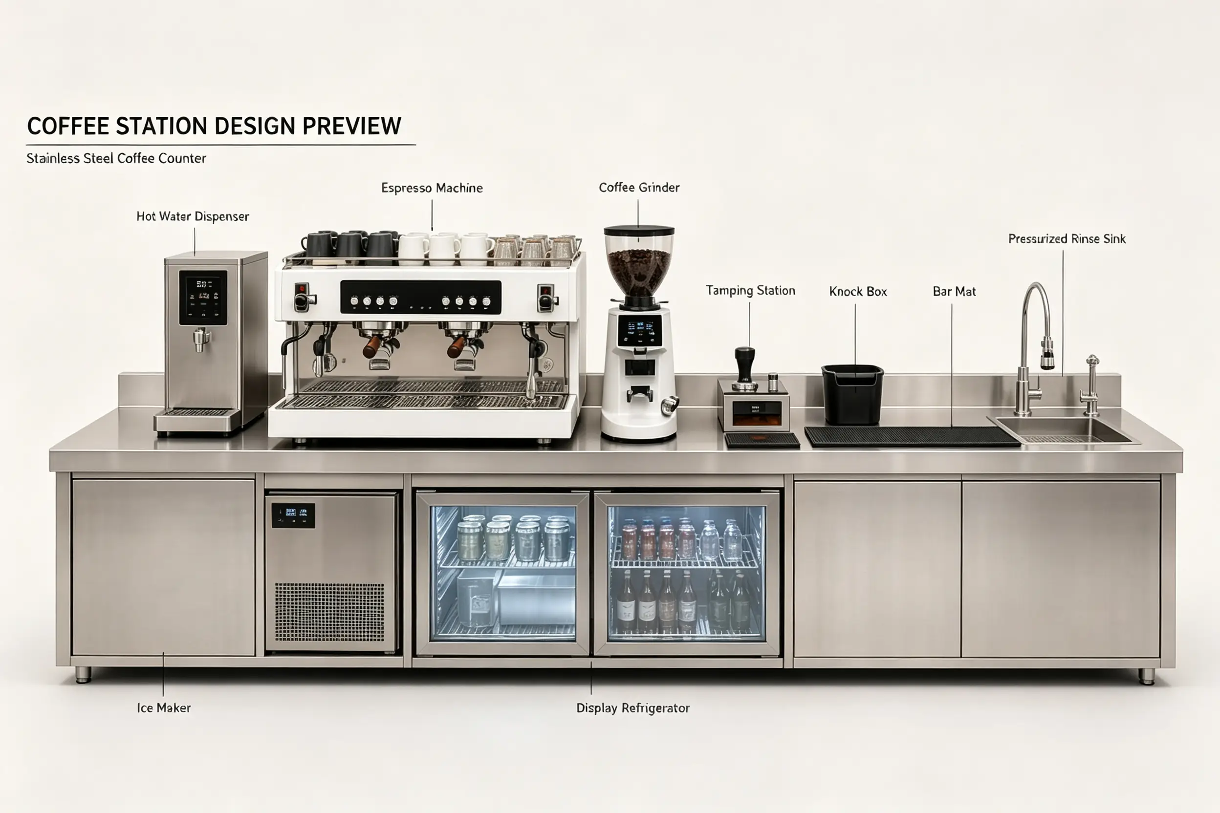 Coffee bar espresso machine and equipment