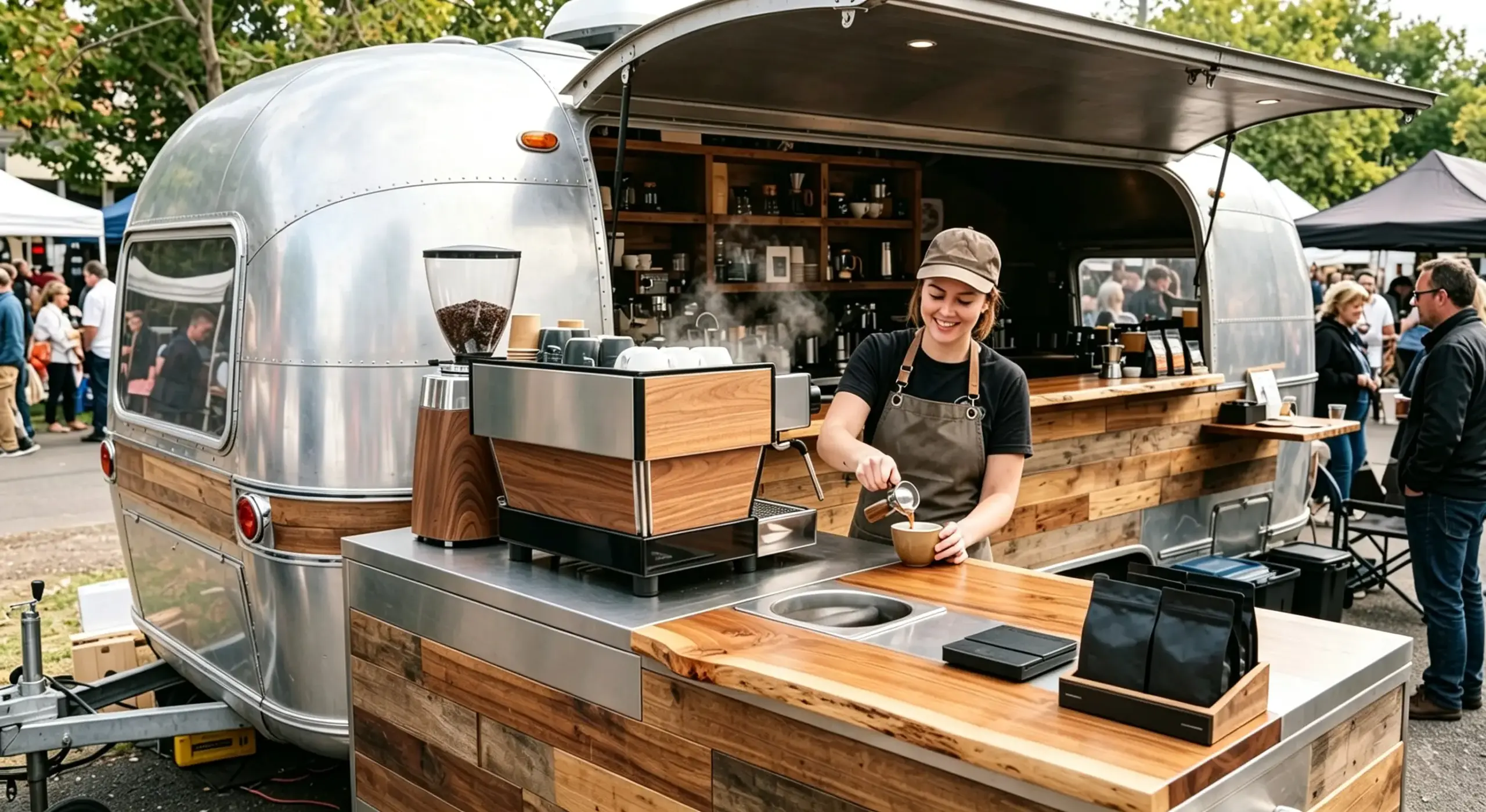 Coffee roaster handling freshly roasted beans