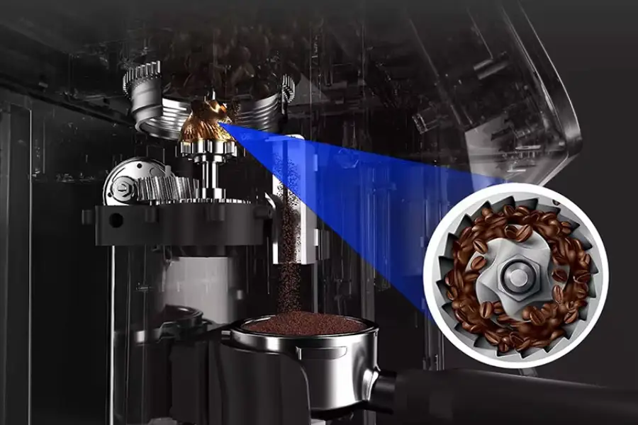 Patented grinder burr assembly close-up