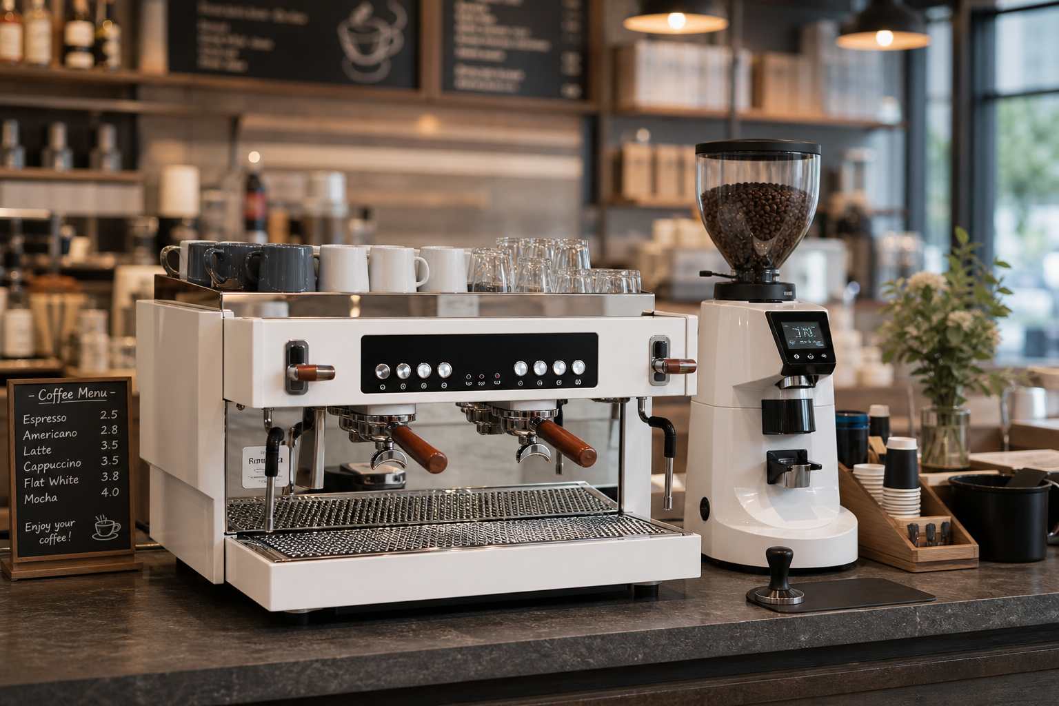 Commercial espresso machine ready for a factory quotation order